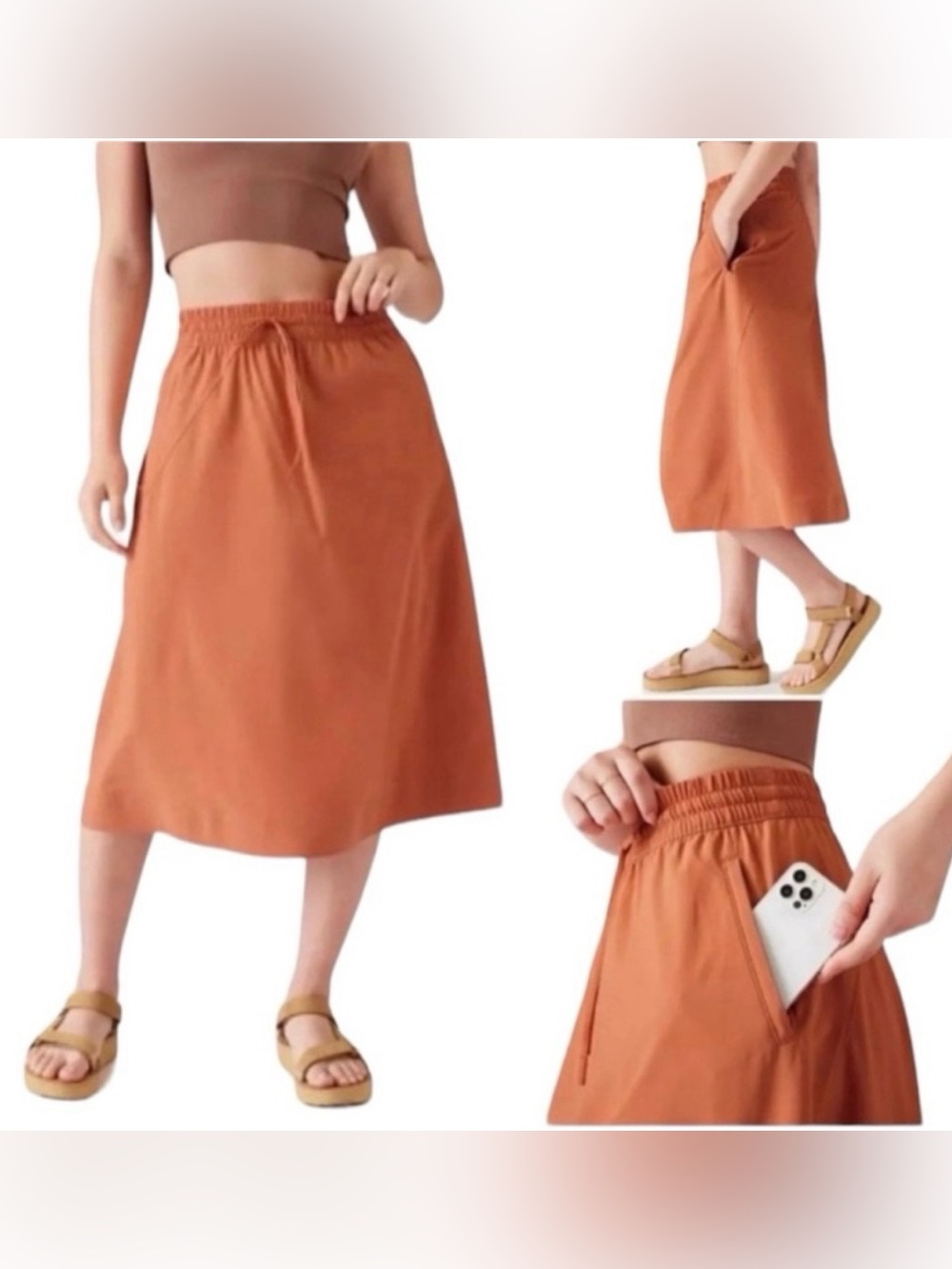 Athleta Arrival MIDI Skirt Sunbaked Clay Red - Size 0